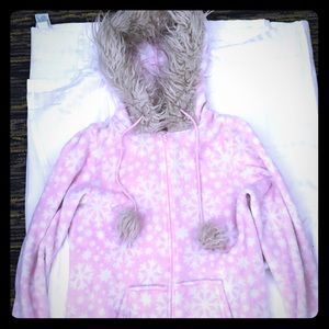 Pink Snowflake onsie w/ hood